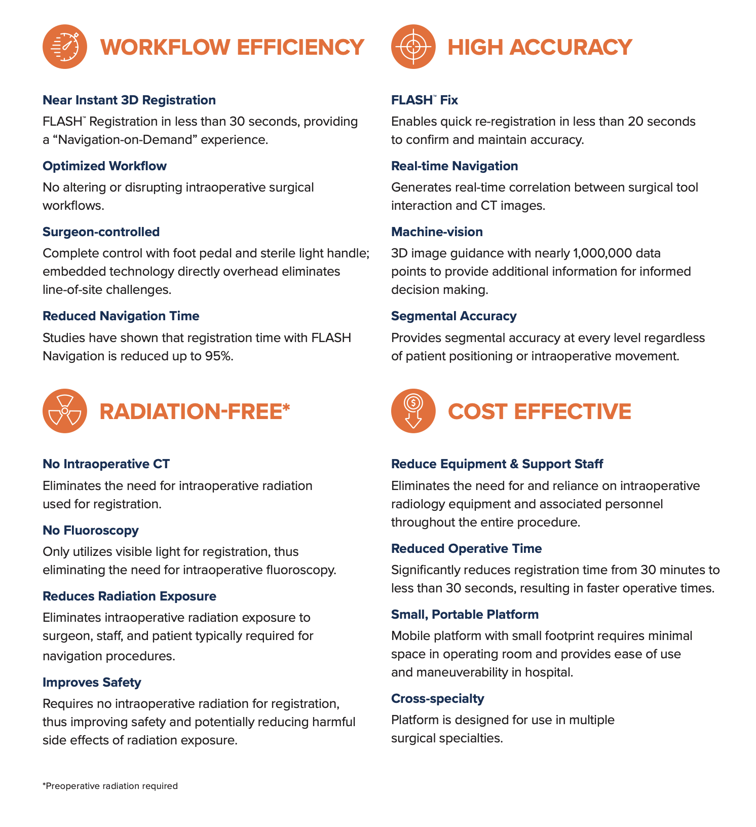 7D FLASH navigation benefits: workflow efficiency, high accuracy, radiation-free registration, and cost effectiveness